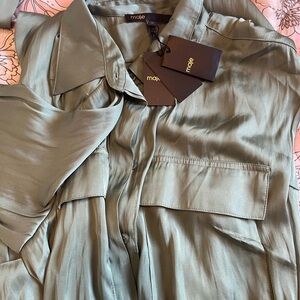 Maje Satin Shirt in Soft Green